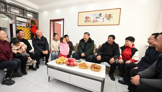 Напередодні Свята Весни Сі Цзіньпін відвідав одну з родин у селі, постраждалому від повені