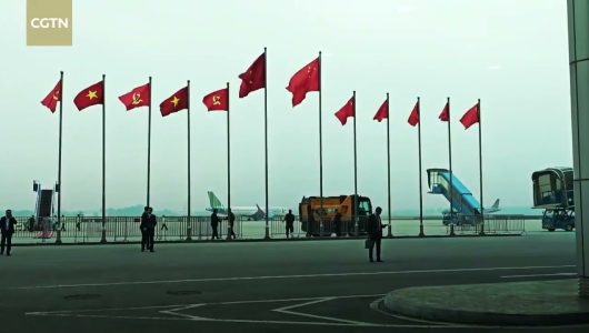 В аеропорті багато людей сердечно вітають візит Сі Цзіньпіна